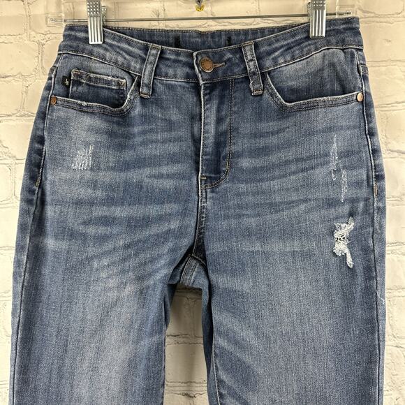 Judy Blue Jeans Womens 5/27 Mid Rise Bootcut Fit Fringe Hem - Picture 3 of 11